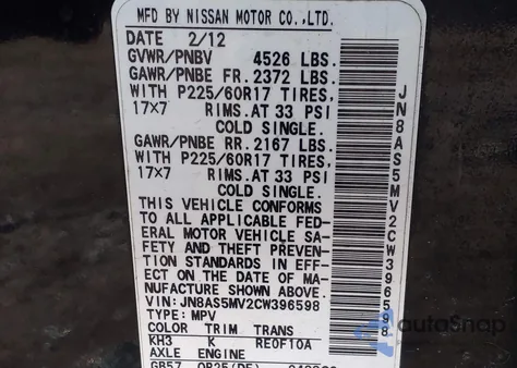 2012 Nissan Rogue Sv из США, поврежденный, VIN JN8AS5MV2CW396598